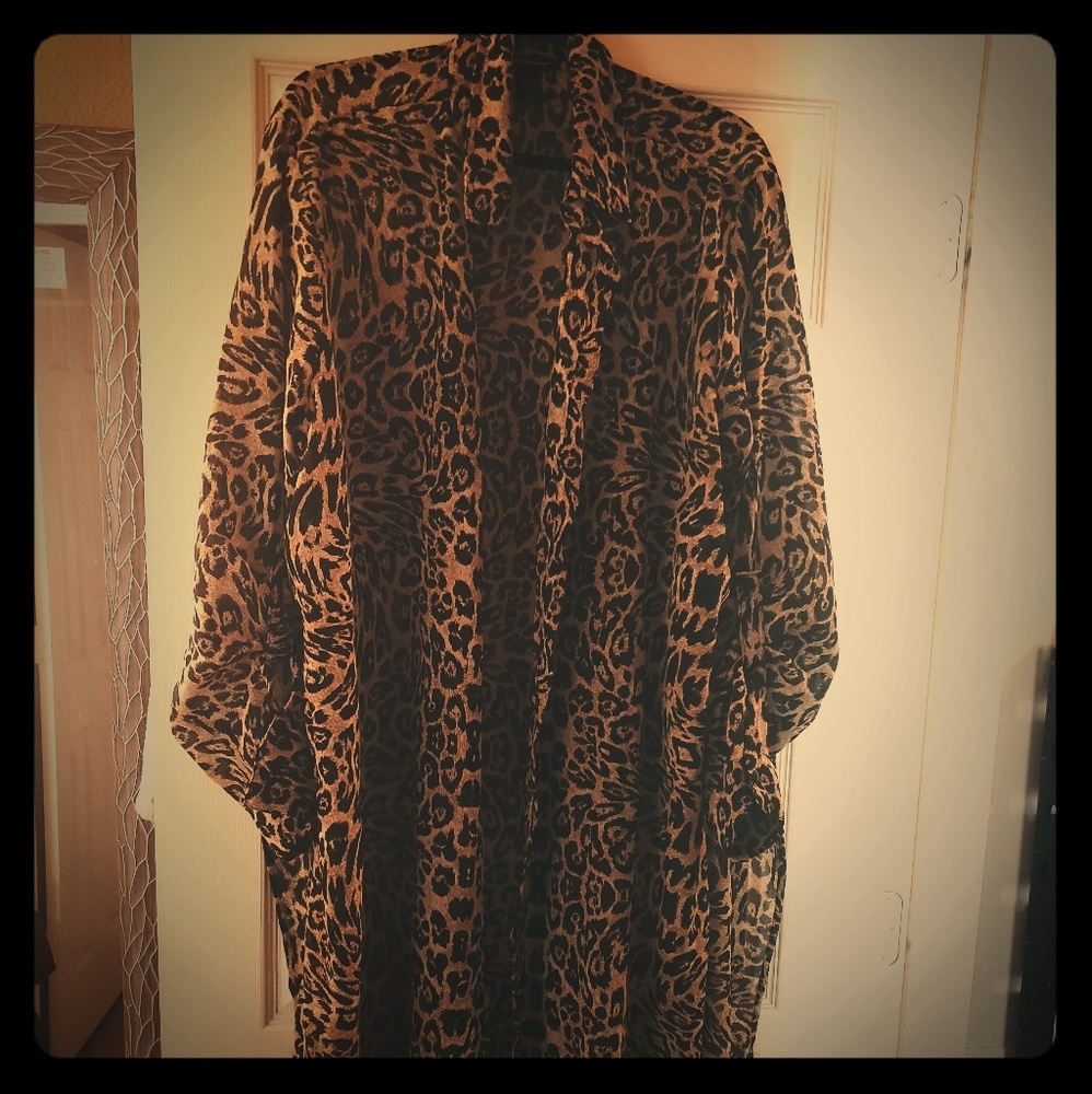 Sheer Leopard Print Duster